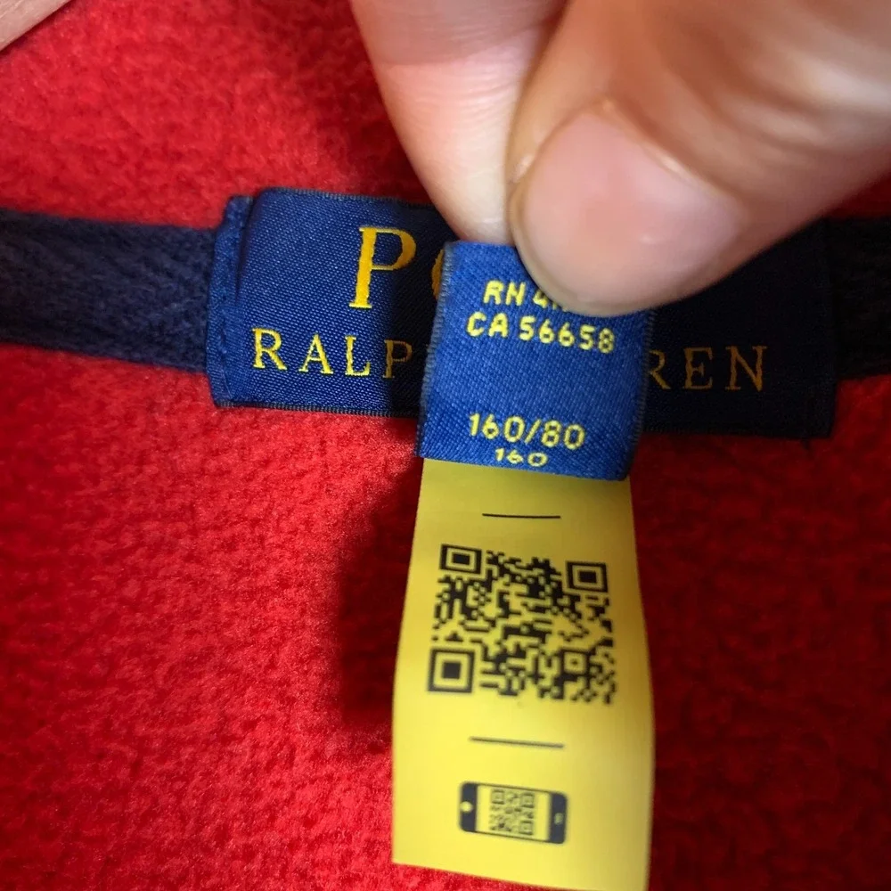 Polo Ralph Lauren Pullover Teen Large 14-16‎ Retro 1/4 Zip Fleece Red Jacket